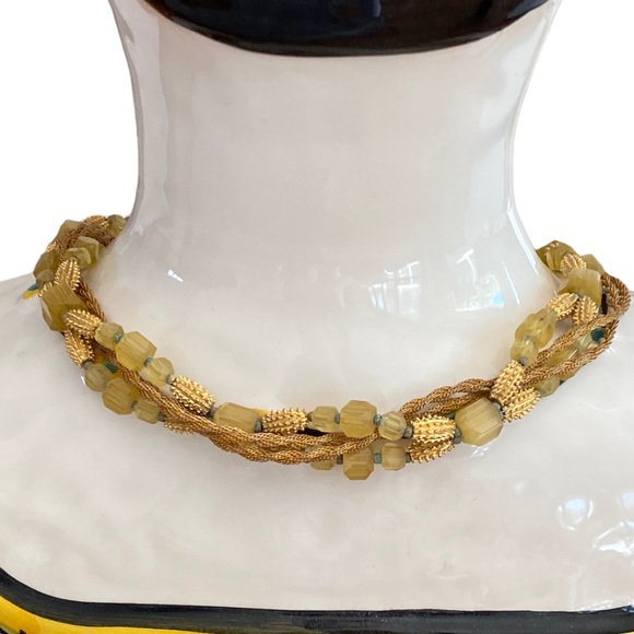 VINTAGE HATTIE CARNEGIE GLASS BEADED THREE STRAND TORSADE NECKLACE 20 3/4” - Picture 16 of 16